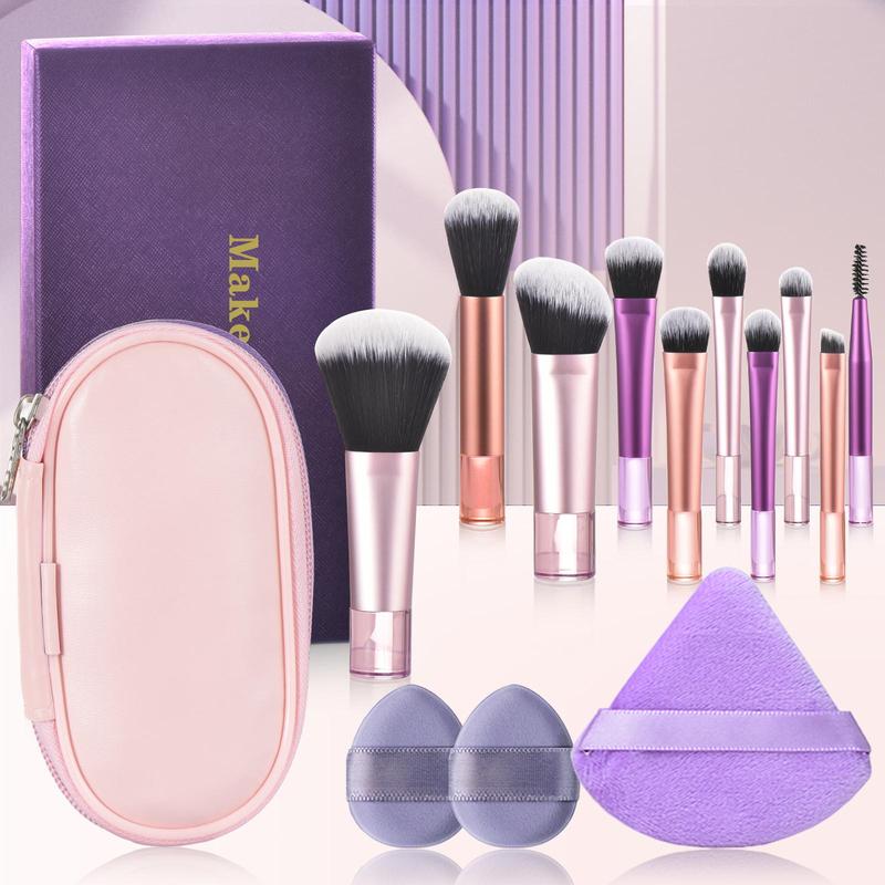 Makeup Brush Set with Storage Bag, 1 Set Professional Makeup Brush Set with Puff, Makeup Tools for Women & Girls, Travel Makeup Brush Kit, Christmas Gift