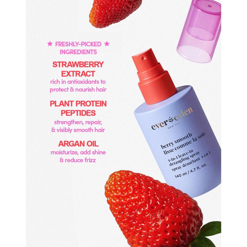 Evereden Gloss & Go Duo - Safe Ingredients for Glossy Hair & Lips - Berry Smooth Detangling Spray & Tinted Lip Oil - Detangles, Conditions, Adds Shine