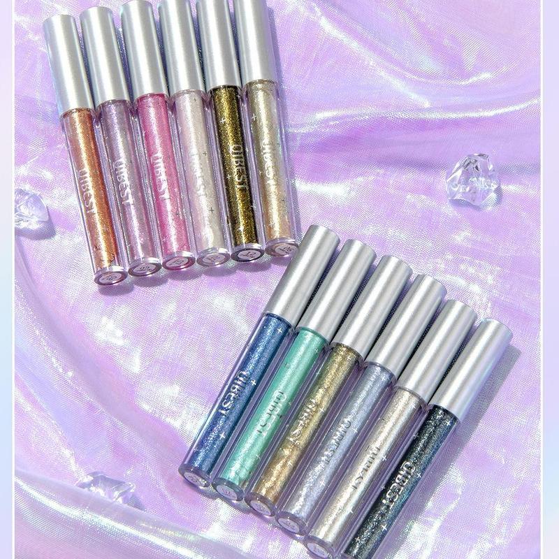 Glitter Liquid Eyeshadow, 12pcs set Pearlescent High Gloss Super Shimmer Glitter Sequins Multicolor Eye Makeup Set for Music Festival