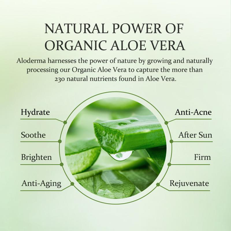 ALODERMA Pure Organic Aloe Vera Gel Made within 12 Hours of Harvest for Face, Body, Scalp, & Hair - Soothing Hydrating Aloe Gel, 7oz Gentle Skincare