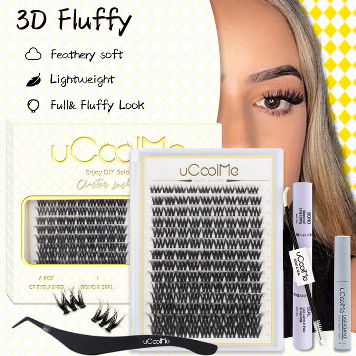 uCoolMe Ecolifelike Style 3D Fluffy Lashes Cluster Eyelash Extensions Wispy Eyelashes Volume Look With Long Lasting D Curl Cluster Lashes Makeup Beginner Friendly Easy Apply Waterproof Lashes For Girls