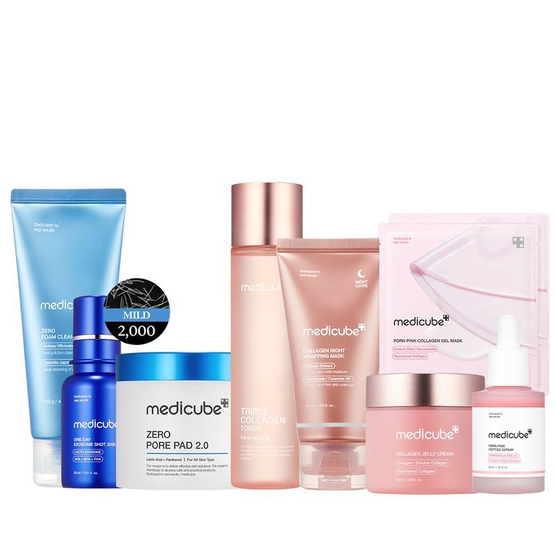 [Medicube Official] Affordable Glass Glow Skincare Set  Includes 9 top-selling products for gentle skin renewal