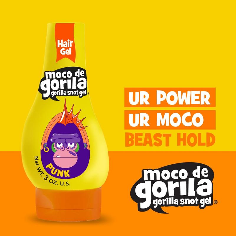 Moco de Gorila Punk, Hair Styling Gel, Reactivate with water, Long-lasting Hold, 3-Pack of 11.99 Oz Each, 3 Squeezable Bottles. Haircare