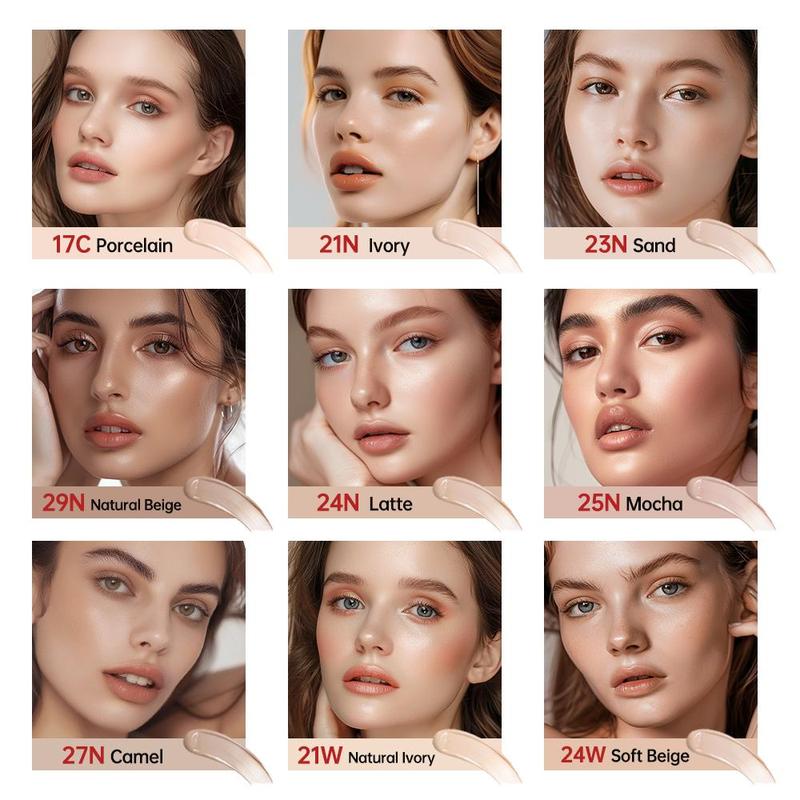 Long-lasting Lightweight Foundation, 1 Box Semi-matte Finish Concealer Foundation, Moisturizing Full Coverage Makeup Cushion, Makeup Product for Women