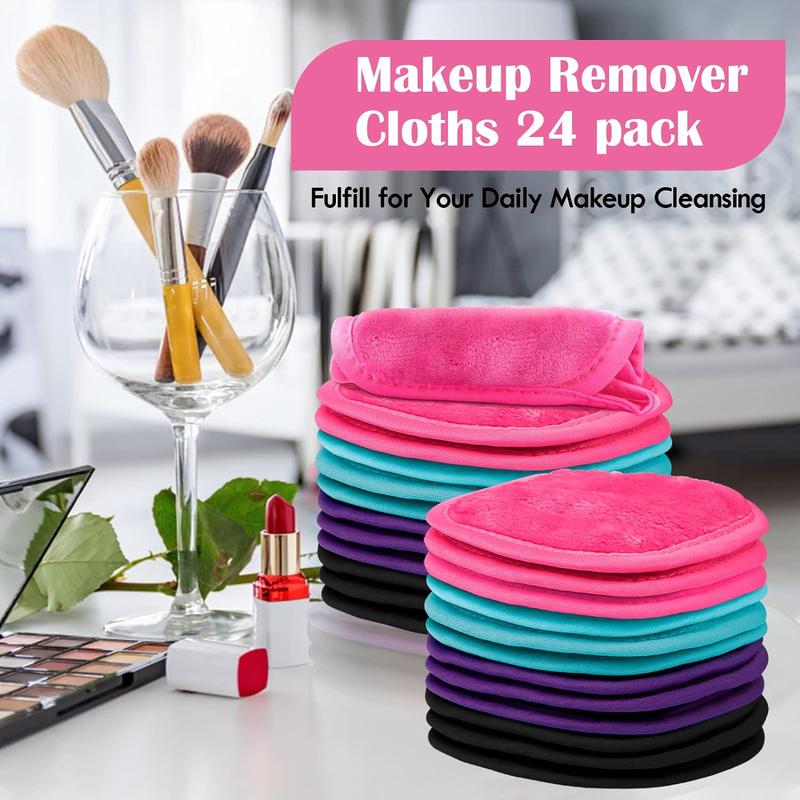 Makeup Remover Cloths 24 Pack,Face Cleaning Cloth,Makeup Remover Pads Remove Instantly Dirt with Just Water Gentle Hypoallergenic