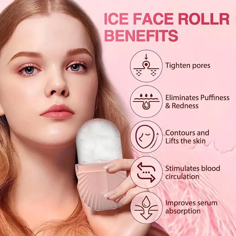 Face Roller Facial Skincare Ice Roller Set, 1 Set Heart-shaped Design Facial Scraper & Ice Roller Mold & Double-head Ice Roller for Face, Facial Massage Roller, Christmas Gift