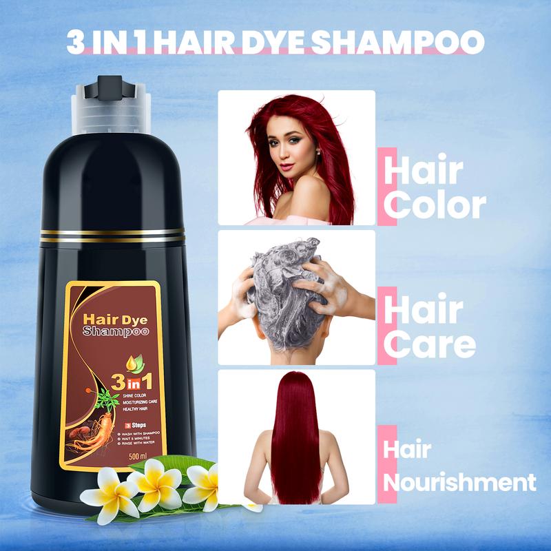 MEIDU Dark Brown Hair Dye Shampoo 3-in-1 ,Herbal Ingredients 3 in 1,Contains Ginseng Extract,Can cover gray hairs,Natural Haircoloring, Salon