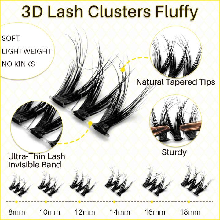 uCoolMe Ecolifelike Style 3D Fluffy Lashes Cluster Eyelash Extensions Wispy Eyelashes Volume Look With Long Lasting D Curl Cluster Lashes Makeup Beginner Friendly Easy Apply Waterproof Lashes For Girls