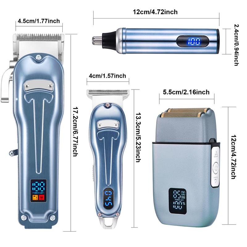 Smooth Hair Clipper for Men, 1 Set Summer Hair Trimming Set, Including Hair Cutting Machines, Shaver, T-blade Nose Hair Trimmer Foil Shavers for Men, Manual Clippers for Men, Professional Clippers Kit Clippers Barber Kit, Men Gifts, Hair Styling Tools