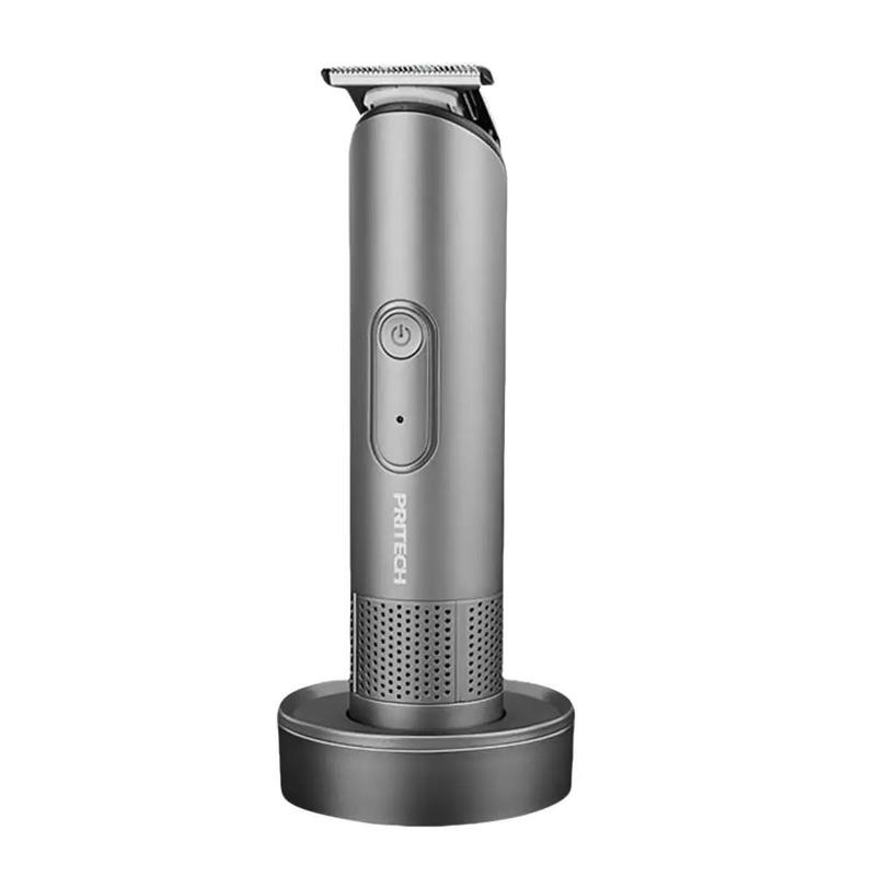 PRITECH Hair Trimmer, Electric Groin Hair Trimmer, Rechargeable Hair Clippers, Cordless Men's Beard Trimmer, Waterproof Body Trimmer with Standing Recharge Dock, Nebula Gray