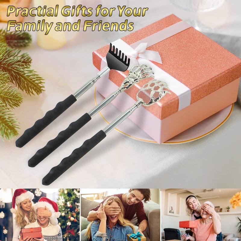 Back Scratcher 3 Pack Different Design Stainless Telescopic Back scratchers with Pretty Box, Portable Extendable Back Massager Gifts for Men or Women Stocking Stuffers Body Care Comfort