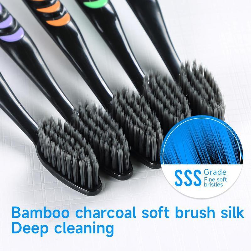 Mixed Color Toothbrushes, 10pcs Deep Cleaning Charcoal Toothbrush Set for Adults, Oral Care Product