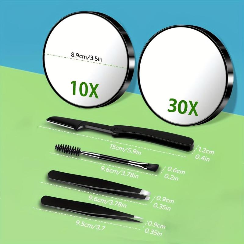 Magnifying Mirror & Eyebrow Tweezer Set, Magnified Makeup Mirrors with Tweezers, Daily Beauty Tool Kit