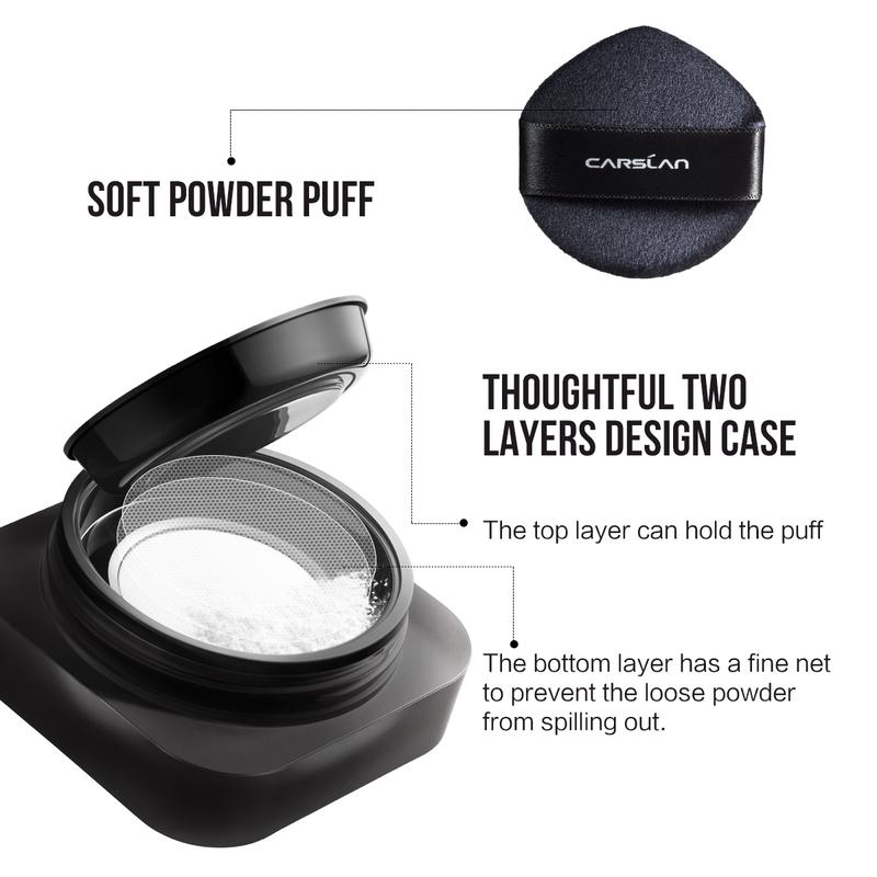 CARSLAN Soft Foucs Make-up Powder Translucent Loose Setting Powder Matte Oil Control Waterproof Proeless 24h Longlasting Face Powder