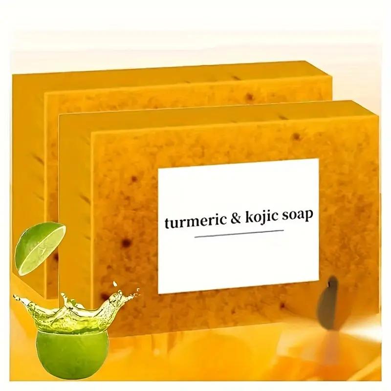 AILYZ 2 PCS Lemon Turmeric&Kojic Acid Brighetning Soap, KoJic Acid Soap