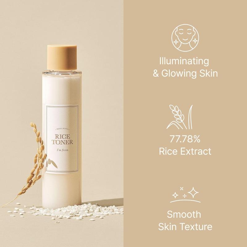 [I'M FROM OFFICIAL SHOP] Rice Toner 2+1 Set, 77.78% Rice Extract from Korea, Glow Essence, Hydrating for Dry Skin, Vegan, Alcohol Free, Fragrance Free, Peta Approved, K Beauty Toner Moisture Skincare Skin Repair Comfort Hydrate Moisturizer Moisturizing