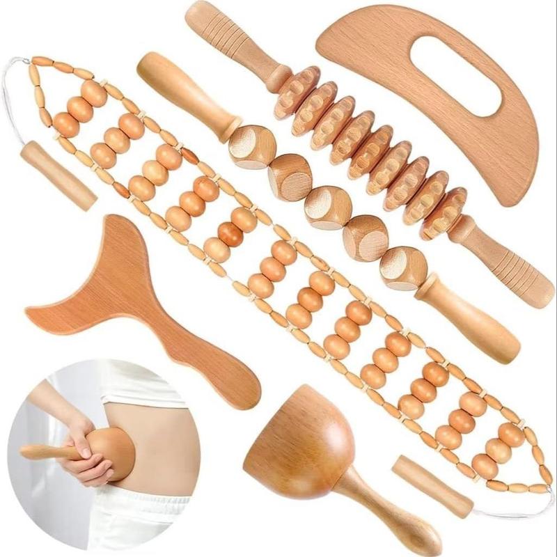 Wooden Massage Tool Set, 6 Counts set Wooden Massager for Body Shaping, Manual Massage Tools for Women & Men, Christmas Gift