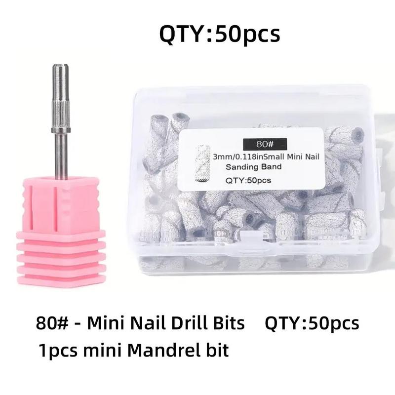 Nail Drill Sanding Bands With 3.1mm Mandrel Bit, 50pcs set Nail Drill Sanding Bands For Nails Acrylic Gel Removing And Shaping, Manicure & Pedicure Tools, Electric Callus Remover Accessories, Christmas Gift