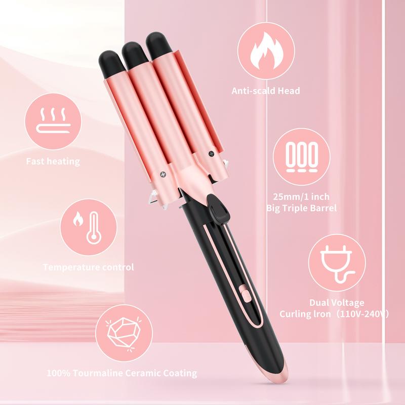 Heikki Vision 5 in 1 Curling Iron Set with 4 Interchangeable Ceramic Fast Heat, Wand Hair Crimper, Dual Voltage Hair Waver with Protective Glove & 2 Clips