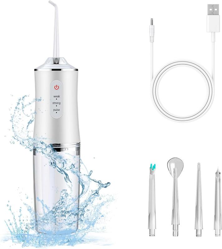 Water Flosser,Waterpik,Water Flossers for Teeth,Water Dental Flosser,Remover,3 Modes 4 Jet Tips Cleaning,Cordless Portable 300ml Larger Tank for Home and Travel