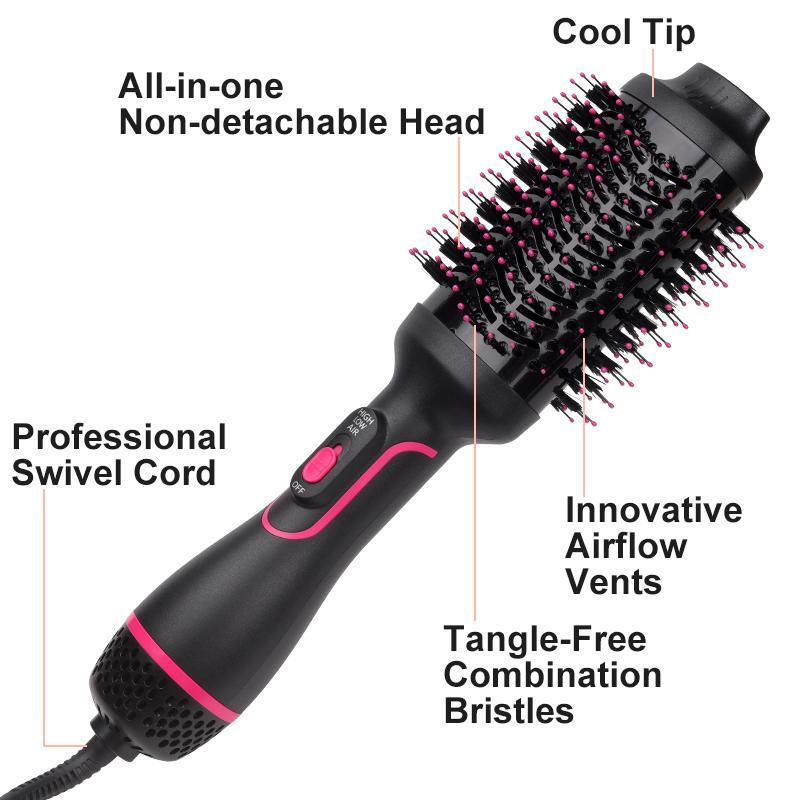 Hot Air Brush, Negative Ions Hair Dryer Brush, Hair Styling Tool for Straightening and Curling, Hair Styling Tool for Women & Girls