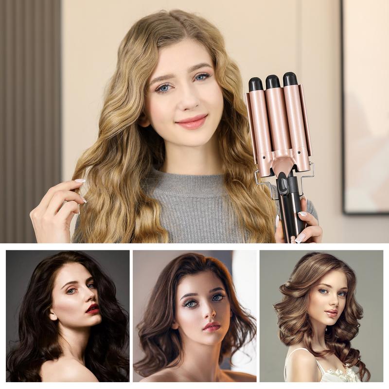 Heikki Vision 5 in 1 Curling Iron Set with 4 Interchangeable Ceramic Fast Heat, Wand Hair Crimper, Dual Voltage Hair Waver with Protective Glove & 2 Clips