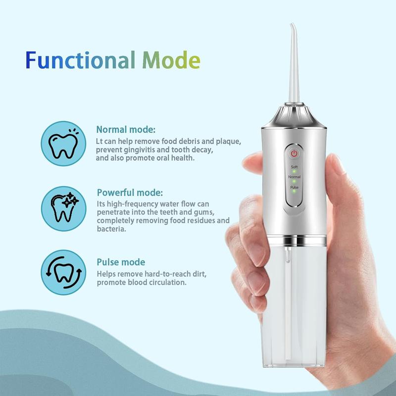 Electric Water Flosser, Portable Rechargeable Oral Irrigator with 4 Multifunctional Nozzle for Home & Travel, Waterproof Teeth Cleaner, 3 Modes Teeth Cleaning Tool for Home & Travel, Water Flosser For Teeth Christmas, Fall Gift, Winter Gift, Gift