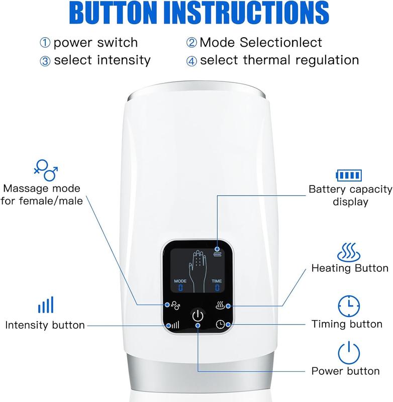 COCOBELA Adjustable Hand Massager with Heat and Compression for Arthritis Carpal Tunnel Pain Relief,Hand Muscles,Finger Numbness and Relief Wrist Carpal Tunnel Pain Cordless Hand Tissue Massage Device-Gifts for Women Men Comfort