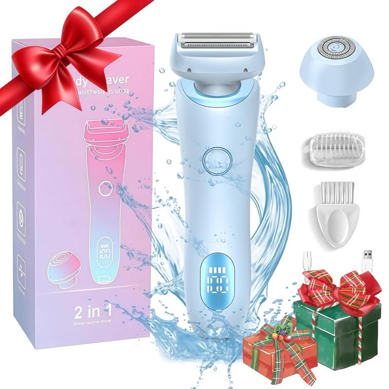 Electric Shaver Trimmer for Women, 1 Set 2-in-1 Hair Removal Razor for Legs Underarm Face Sensitive Skin, Wet Dry Use Rechargeable Shaver with Detachable Head, Epilator Hair Remover, Grooming Kit, Mom Birthday Gifts