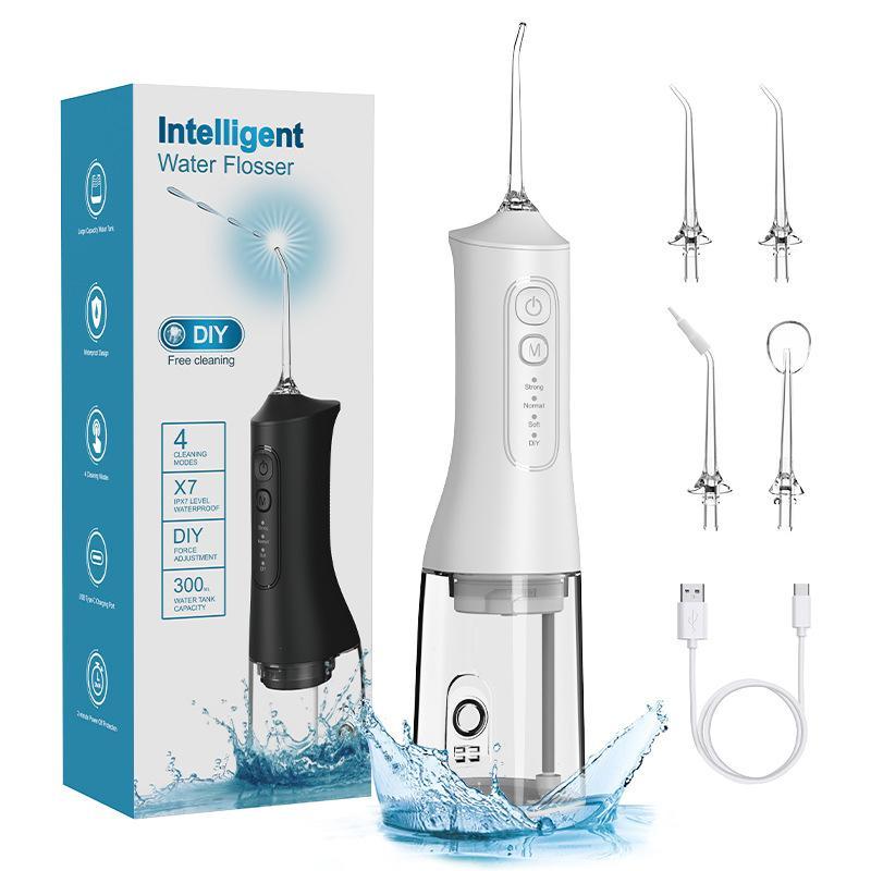 Portable Waterproof Water Flosser, 1 Set Rechargeable Cordless Oral Irrigator with 4 Counts Flossing Tips, Oral Care Products