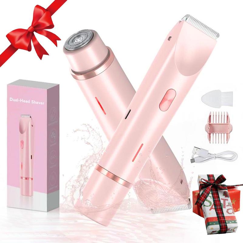 Christmas Electric Bikini Trimmer for Women, 2 in 1 Rechargeable Body & Face Hair Removal Kit, Waterproof Wet & Dry Women's Electric Shaver & Epilator – Viral Electric Razors for Bikini, Face, Legs, Perfect Holiday Gift, Fall Essential