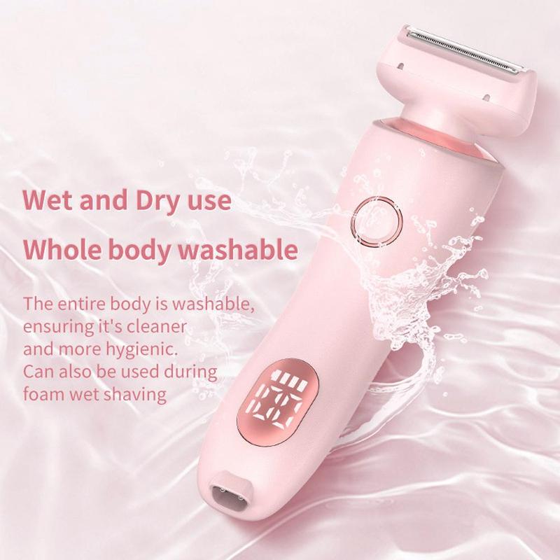 2 in 1 Electric Shaver for Women, 1 Box Waterproof Wet & Dry Use Portable Body Hair Trimmer, Hair Removal Tool for Legs Underarm Face Bikini Line