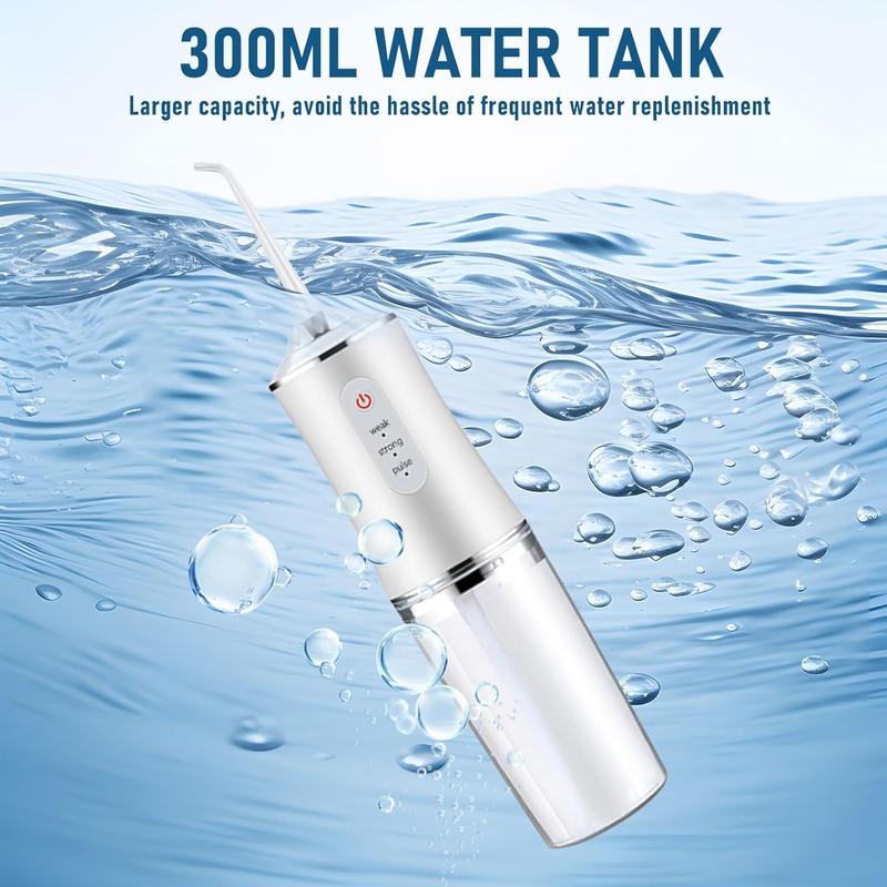 Water Flosser,Waterpik,Water Flossers for Teeth,Water Dental Flosser,Remover,3 Modes 4 Jet Tips Cleaning,Cordless Portable 300ml Larger Tank for Home and Travel