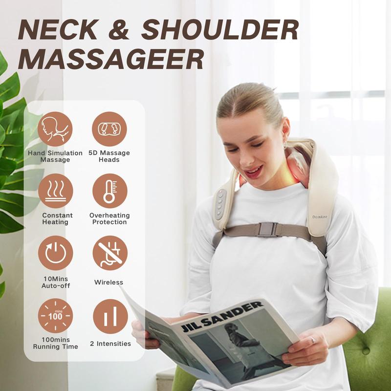 Shiatsu Back Shoulder and Neck Massager with Heat, Electric Deep Tissue 5D Kneading Massage Pillow for Neck, Back, Warm Gifts for Women Men Mom Dad