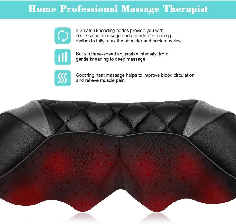 Shiatsu Neck and Back Massager with Heat, Deep Tissue 4D Kneading Massage Pillow for Neck, Back, Shoulder, Leg, Use at Home, Office, Car - Gifts for Women Men Mom Dad,Best Christmas Gift for Your Parents