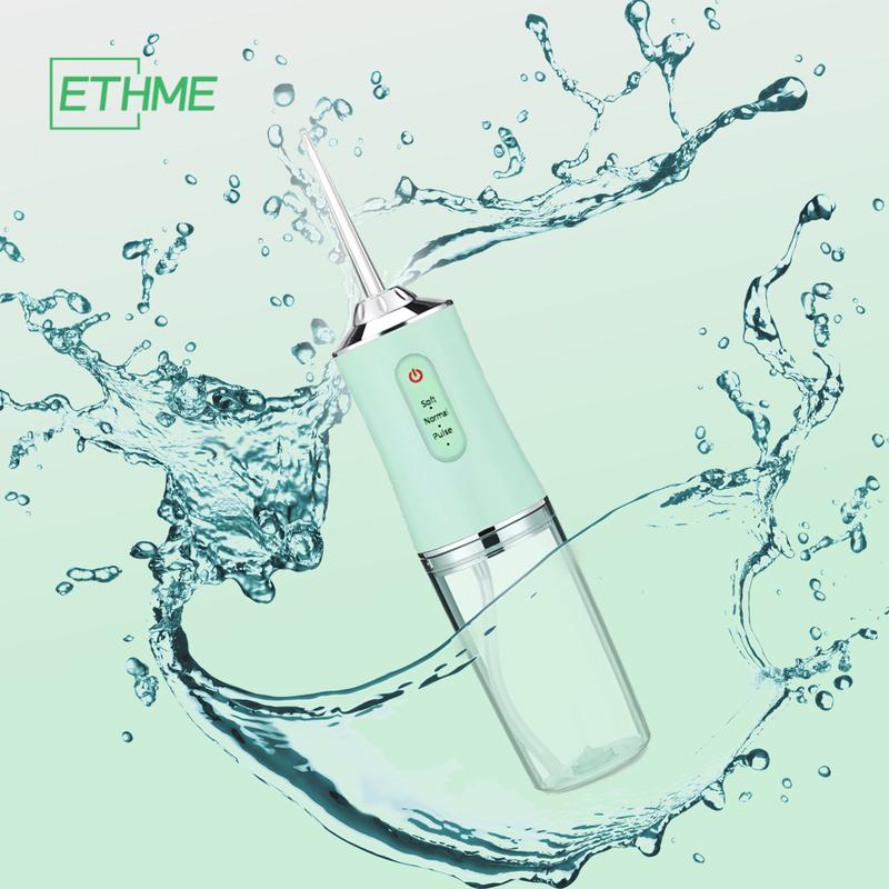 ETHME Pink Portable Water Flosser: 360-Degree Rotating Tongue Scrapper Plaque Remover for Teeth Cleaning. Upgraded Cordless Oral Cleansing.