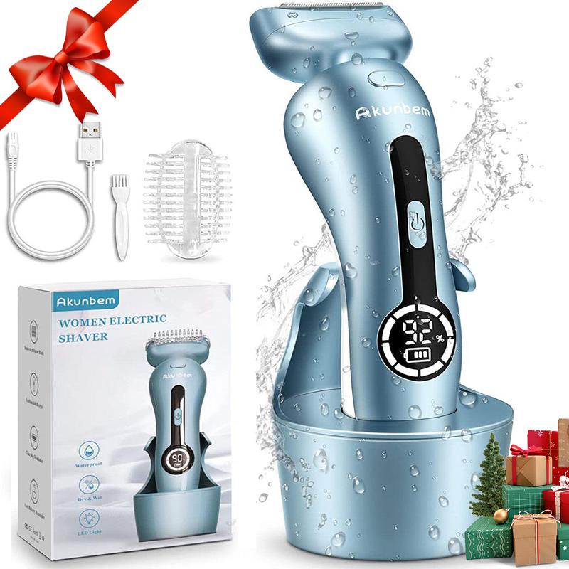 Akunbem Electric Shaver for Women Best Electric Razor for Womens Bikini Legs Underarm Public Hairs Rechargeable Trimmer with Detachable Head Cordless Wet Dry Use Precise Safe Christmas Gift New Year Gift