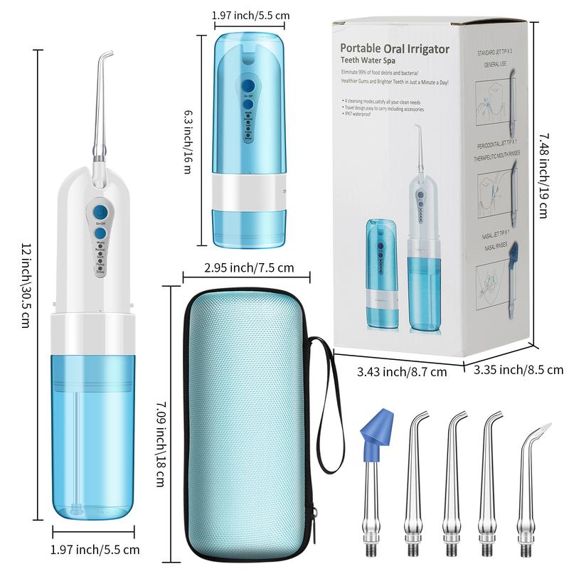 KOOVON Water Dental Flosser Cordless with Travel Case for Teeth Cleaning, Portable Oral Irrigator Rechargeable Waterproof, Druable