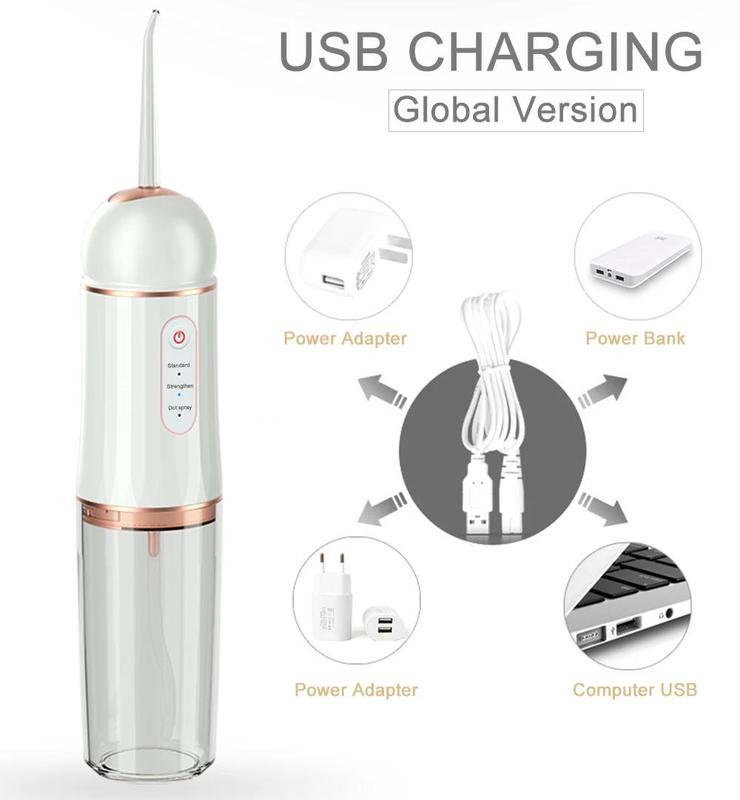 Thanksgiving Gift Portable Burst Pink Water Flosser Powerful Oral Rinse with 3 Cleaning Modes and 4 Jets Cordless and Effective Tooth Cleaning