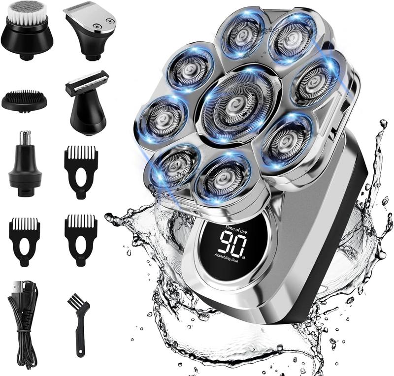 Detachable Razor.6 in 1.Smoother shaving.Suitable for bald men.Wet and dry 9D rotary shaver grooming set.Type-C charger (A) Electric Comfort