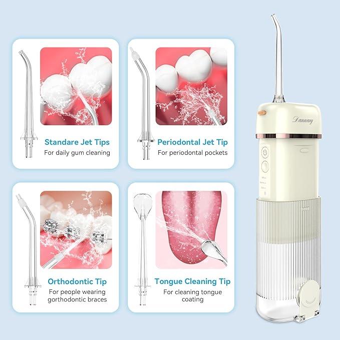 Water Dental Flosser for Teeth, Cordless Oral Irrigator Waterflosser, Rechargeable Water Teeth Cleaner Pick,Home & Travel Collapsible Water Flossers for Teeth & Braces Care