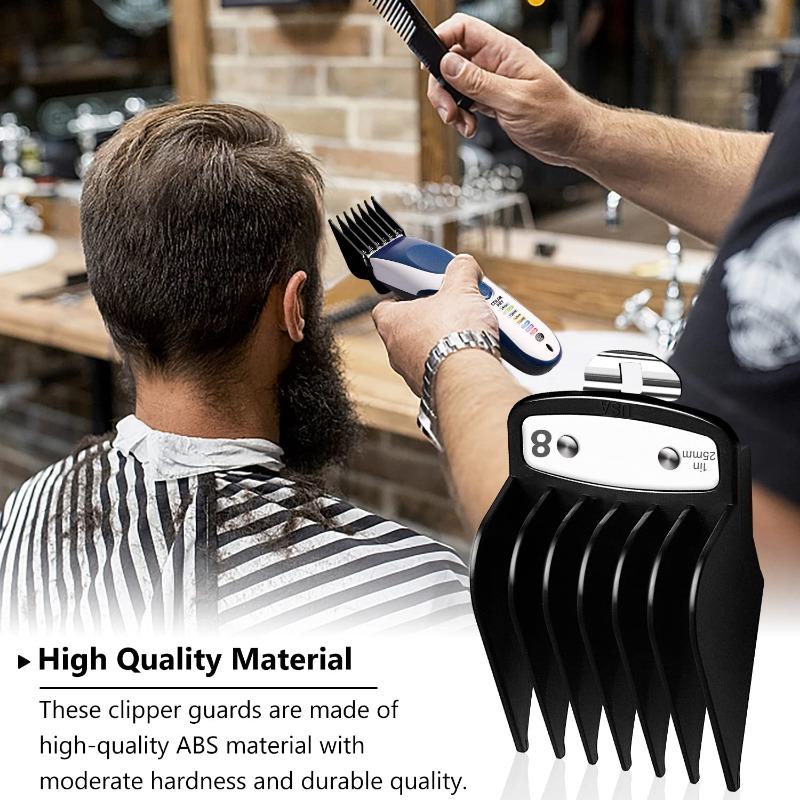 Professional Hair Clipper Guards Guides 10 counts Coded Cutting Guides #3170-400- 1 16” to 1” fits for All Wahl Clippers(Black-10 counts)