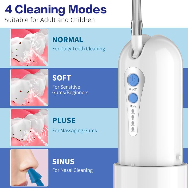 KOOVON Water Dental Flosser Cordless with Travel Case for Teeth Cleaning, Portable Oral Irrigator Rechargeable Waterproof, Druable