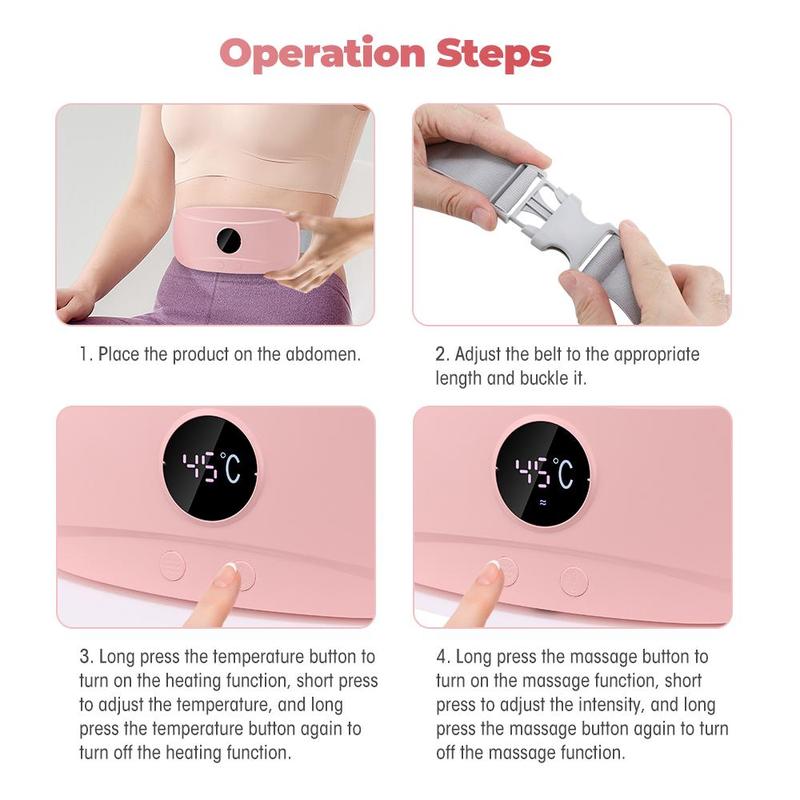 3-level Temperature & 3-level Vibration Massage Hot-moxibustion Belt, USB Rechargeable Hot-moxibustion Belt, Personal Care Appliances for Women