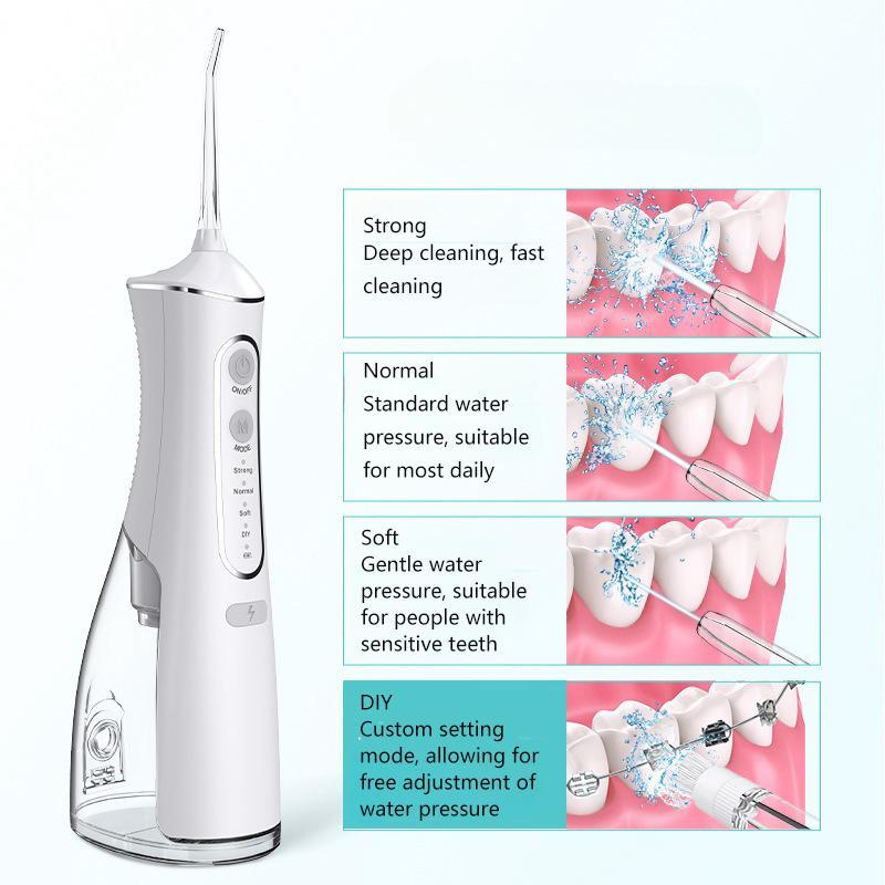 Portable Waterproof Water Flosser, 1 Set Rechargeable Cordless Oral Irrigator with 4 Counts Flossing Tips, Oral Care Products