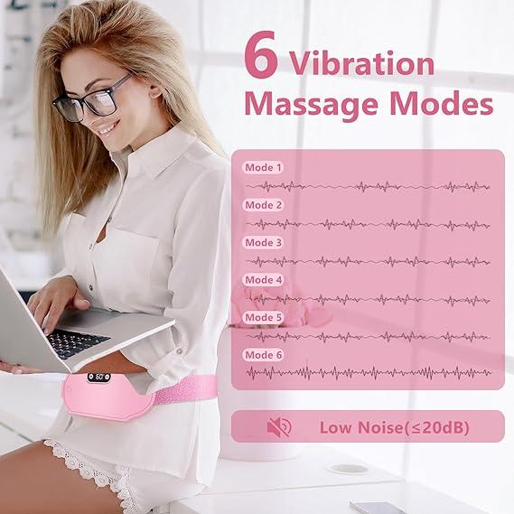 Portable Heating Pads Period Cramps-6 Heat Levels-6 Massage Modes Electric Cordless Menstrual Heating Pad for Back Pain & Cramps White Comfort