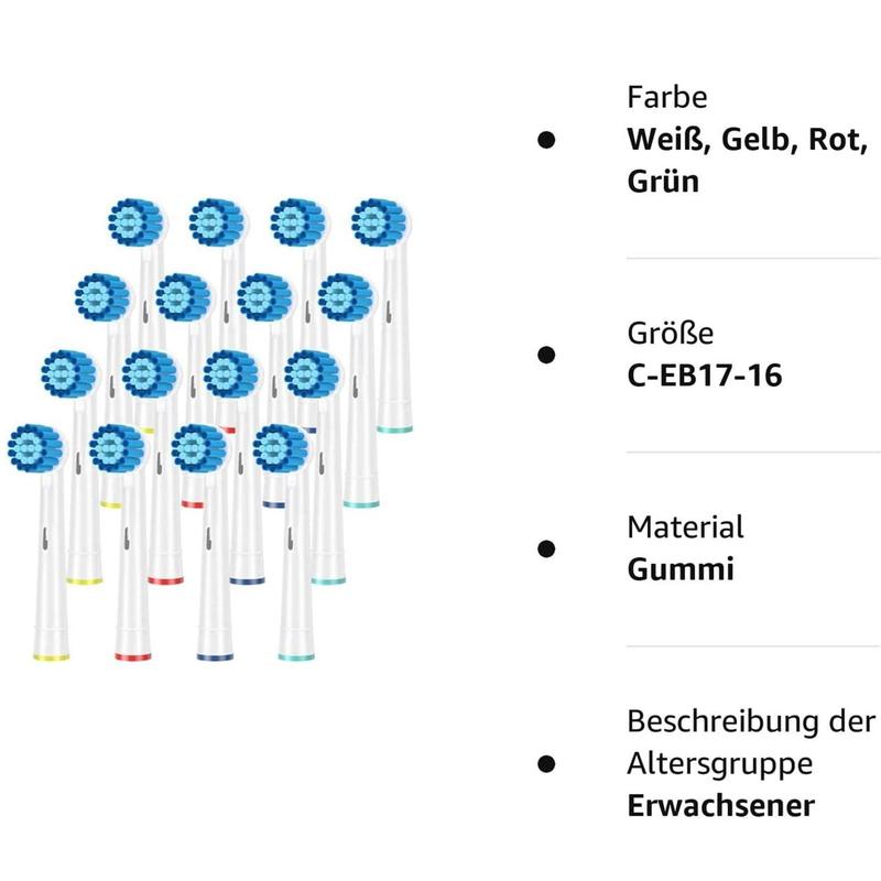 Replacement Toothbrush Heads, 16pcs set Sensitive Gum Care Electric Toothbrush Heads, Brush Heads Refill for Oral-B 7000 Pro 1000 9600  500 3000 8000