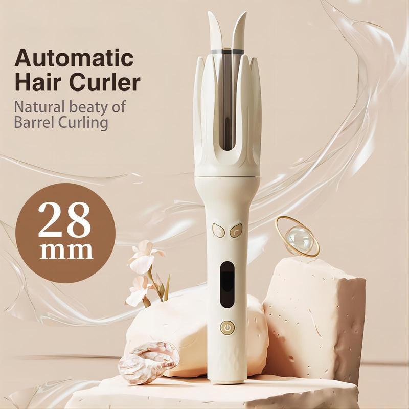 Automatic Hair Curling Iron Electric Heated 28mm Hair Curler,4 Heat Levels Comfort Rotating Professional Long-lasting Big Wave Hair Styling Tool