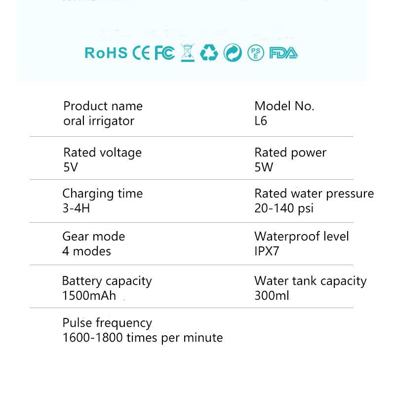 Portable Waterproof Water Flosser, 1 Set Rechargeable Cordless Oral Irrigator with 4 Counts Flossing Tips, Oral Care Products