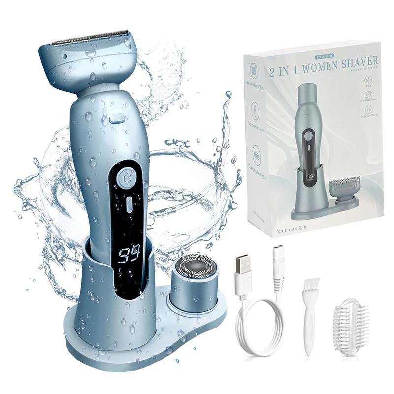 2-in-1 electric shaver, women's electric shaver, women's bikini leg and armpit common hair, rechargeable shaver, detachable head, cordless for both wet and dry use Comfort